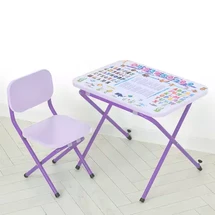 Детский металлический столик Абетка фиолетовый, со стульчиком