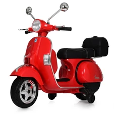 Детский скутер VESPA M 4939 EL-3 мотоцикл, кожаное сиденье , красный фото 99