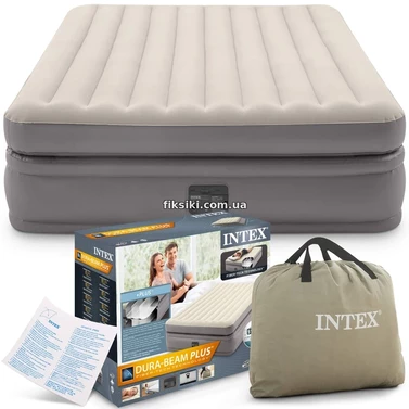 Двухместная велюр кровать Intex 64164, 203 х 152 х 51 см., с электронасосом