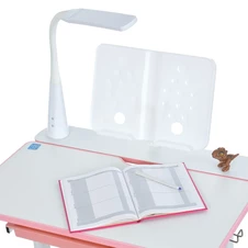 Детская металлическая парта M 6136-8 Bambi, стульчик + лампа, розовая фото 44