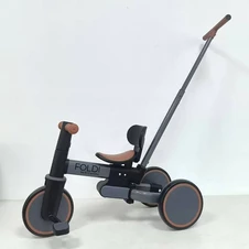 Трехколесный велосипед - беговел ME 1202 Foldi Graphite с ручкой, графитовый