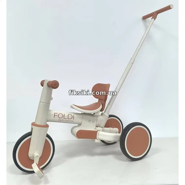 Велосипед - беговел с ручкой ME 1202 Cinnamon Beige Foldi, бежевый