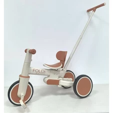 Велосипед - беговел с ручкой ME 1202 Cinnamon Beige Foldi, бежевый