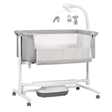 Детская приставная кроватка - качалка Carrello Bloom CRL-10304 Anchor Grey, серая фото 11