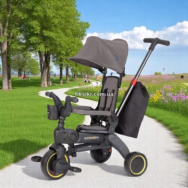 Велосипед с родительской ручкой Tilly Combi T-392 Grey серый