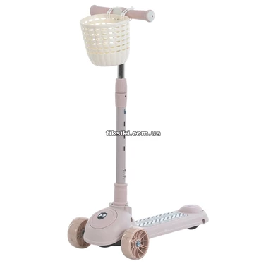 Детский самокат Prof1 Kids JR 3-141-P с корзинкой, розовый