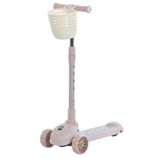 Детский самокат Prof1 Kids JR 3-141-P с корзинкой, розовый