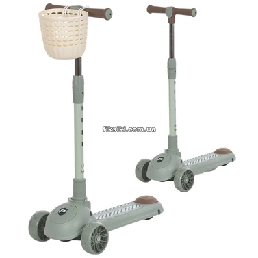 Детский самокат с корзинкой JR 3-141-GR Prof1 Kids, зеленый