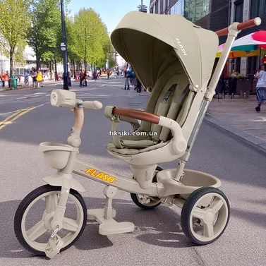 Велосипед трехколесный Tilly Flash T-3812 Light Beige светло-бежевый