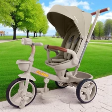 Велосипед трехколесный Tilly Flash T-3812 Light Beige светло-бежевый фото 11