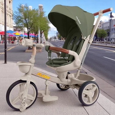 Детский трехколесный велосипед Tilly Flash T-3812 Green зеленый