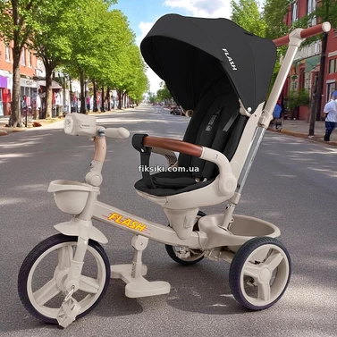 Детский трехколесный велосипед Tilly Flash T-3812 Dark Grey темно-серый