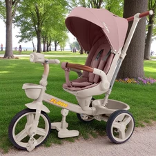 Трехколесный велосипед с ручкой Tilly Flash T-3812 Pink розовый фото 11