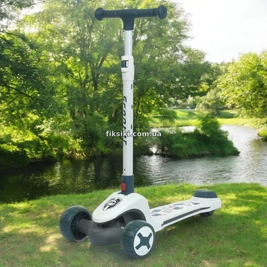 Детский самокат JR 3-125-W белый, Maxi-big, музыка, свет