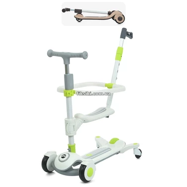 Детский самокат с ручкой Prof1 Kids JR 3-127-W белый, 3 в 1