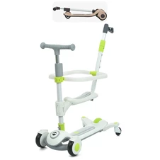 Детский самокат с ручкой Prof1 Kids JR 3-127-W белый, 3 в 1