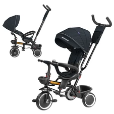 Трехколесный велосипед Tilly Magnum T-3814 Black с родительской ручкой, черный фото 11