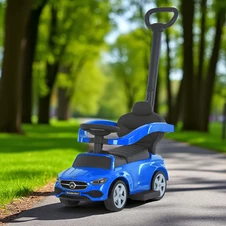 Детская каталка - толокар 668 L-4 с ручкой синяя, Mercedes