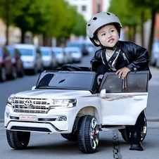 Лицензионный детский джип M 6130 EBLR-3 Toyota, кожаное сиденье, красный фото 33