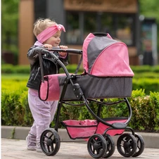 Коляска для куклы Carrello Avanti 9662 Pink с сумочкой, 2 в 1, розовая фото 11