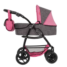 Коляска для куклы Carrello Avanti 9662 Pink с сумочкой, 2 в 1, розовая фото 33