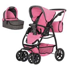 Коляска для куклы Carrello Avanti 9662 Pink с сумочкой, 2 в 1, розовая фото 55