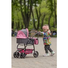 Коляска для куклы Carrello Avanti 9662 Pink с сумочкой, 2 в 1, розовая фото 99