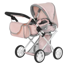 Коляска для куклы Carrello Unico 9346 Pink с сумочкой, розовая