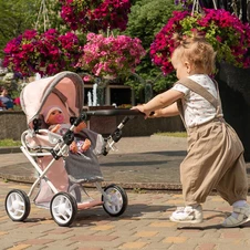 Коляска для куклы Carrello Unico 9346 Pink с сумочкой, розовая фото 33