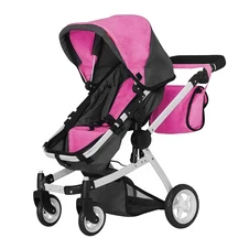Коляска для куклы 2 в 1 Carrello Maestro 9651B Rose Red Black с сумочкой, темно-розовая купить