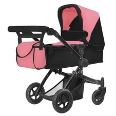 Коляска для куклы 2 в 1 Carrello Maestro 9651B Peach Pink с сумочкой, пудровая