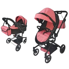 Коляска для куклы 2 в 1 Carrello Fortuna 9695 Peach Pink пудровая, с сумочкой фото 11