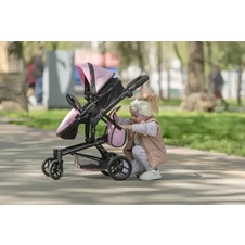 Коляска для куклы 2 в 1 Carrello Fortuna 9695 Peach Pink пудровая, с сумочкой фото 66
