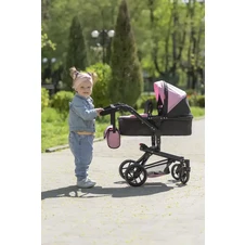 Коляска для куклы 2 в 1 Carrello Fortuna 9695 Peach Pink пудровая, с сумочкой фото 88
