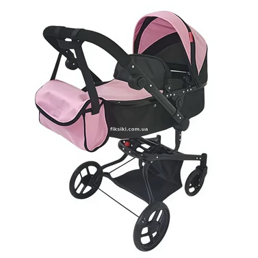 Коляска для куклы 2 в 1 Carrello Fortuna 9695 Pink розовая, с сумочкой