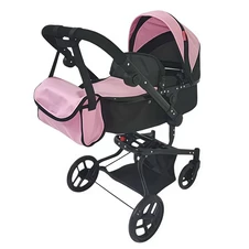 Коляска для куклы 2 в 1 Carrello Fortuna 9695 Pink розовая, с сумочкой