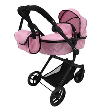 Коляска для куклы Carrello Alfa 9707 Pink с сумочкой, 2 в 1, розовая