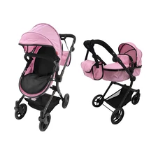 Коляска для куклы Carrello Alfa 9707 Pink с сумочкой, 2 в 1, розовая фото 11