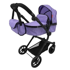 Коляска для куклы Carrello Alfa 9707 Purple с сумочкой, 2 в 1, фиолетовая