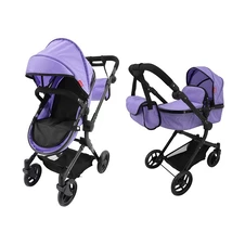 Коляска для куклы Carrello Alfa 9707 Purple с сумочкой, 2 в 1, фиолетовая фото 11