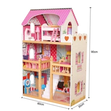 Кукольный домик MD 1365 деревянная игрушка, три этажа, с мебелью фото 11