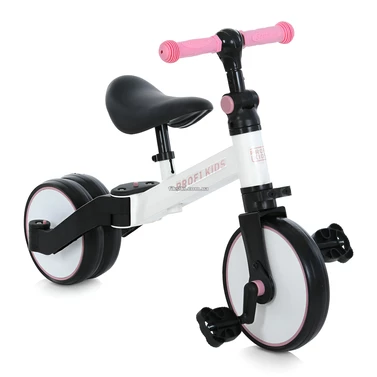 Велосипед - беговел MBB 1008 white pink Profi Kids 10/8д., 3 в 1, бело-розовый