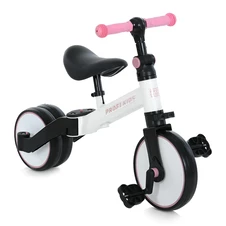 Велосипед - беговел MBB 1008 white pink Profi Kids 10/8д., 3 в 1, бело-розовый