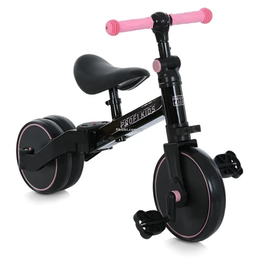 Велосипед - беговел MBB 1008 pink Profi Kids 10/8д., 3 в 1, черно-розовый