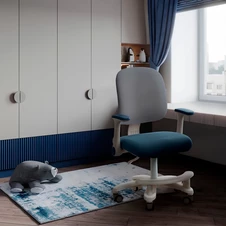 Детское кресло M 6250-4 синее, подлокотники и подножка, блокировка колес фото 55