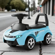 Детская каталка - толокар M 6155-12 голубая, BMW, светятся фары купить