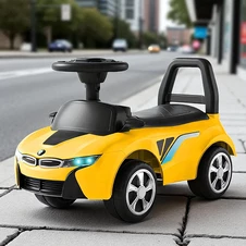 Детская каталка - толокар M 6155-6 желтая, BMW, светятся фары купить