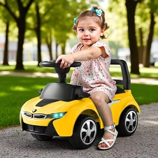 Детская каталка - толокар M 6155-6 желтая, BMW, светятся фары фото 33