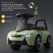 Детская каталка - толокар M 6155-5 зеленая, BMW, светятся фары фото 11