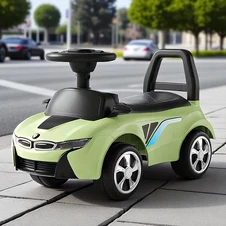 Детская каталка - толокар M 6155-5 зеленая, BMW, светятся фары купить